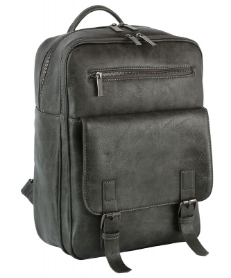 Fashion Faux Buckle Flap Backpack GLM-0117 CHARCOAL